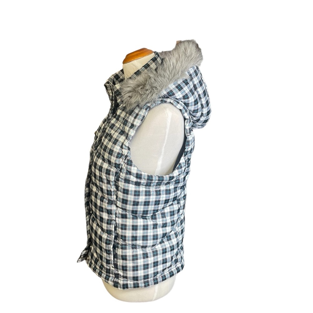 Aeropostale Checkered Vest with Faux Fur Trim - Picture 2 of 11